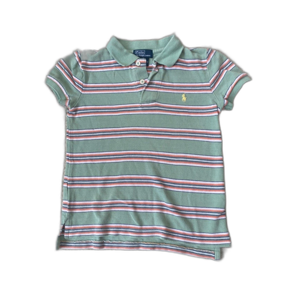 Ralph Lauren Polo Boys Green Stripped Polo Shirt Size 5 Youth